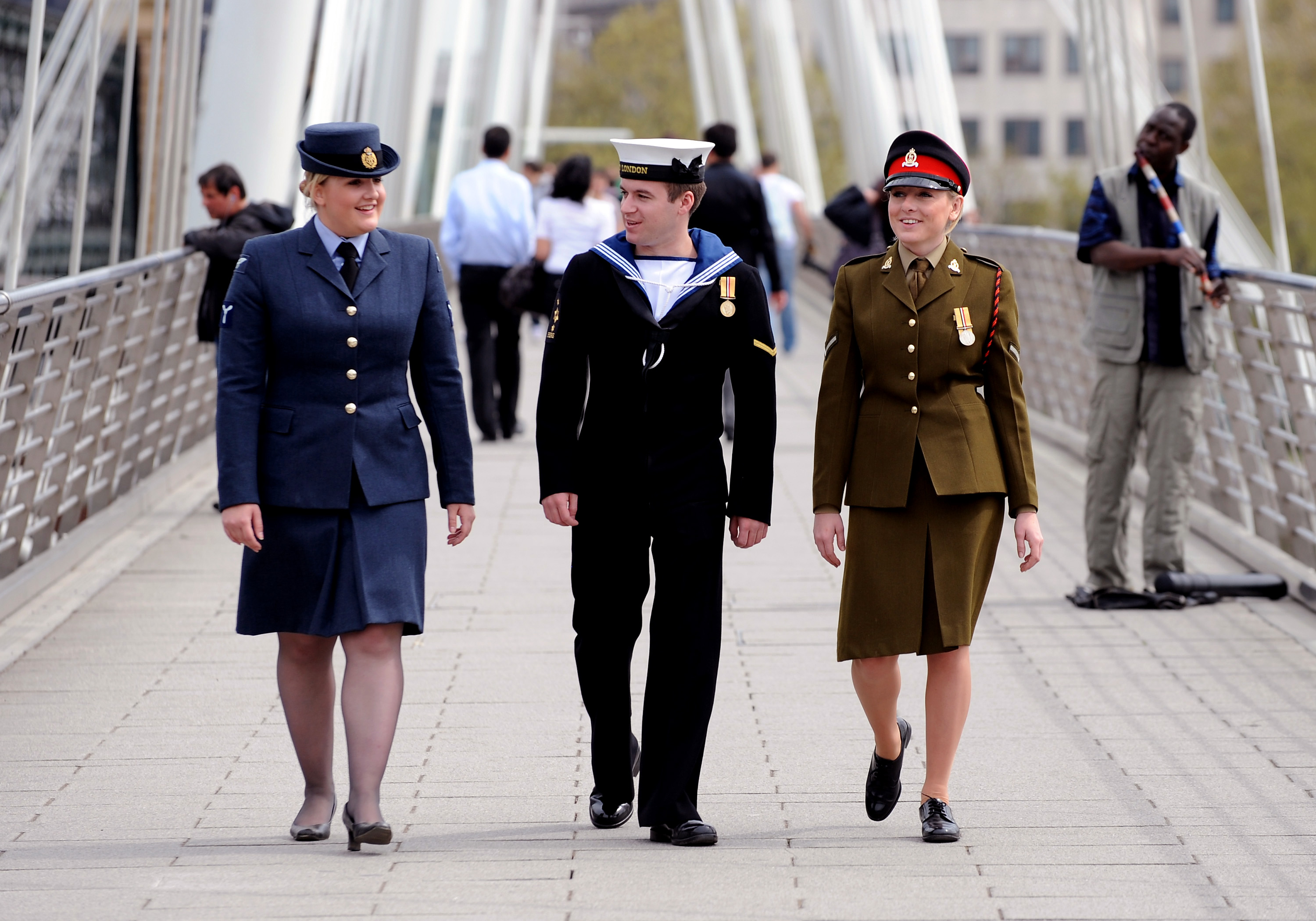 Three different military forces wearing Iraq medals